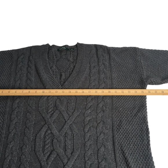Lauren Ralph Lauren Sweater  XL Cable Knit Pullover Merino Wool Blend V Neck - Picture 14 of 16